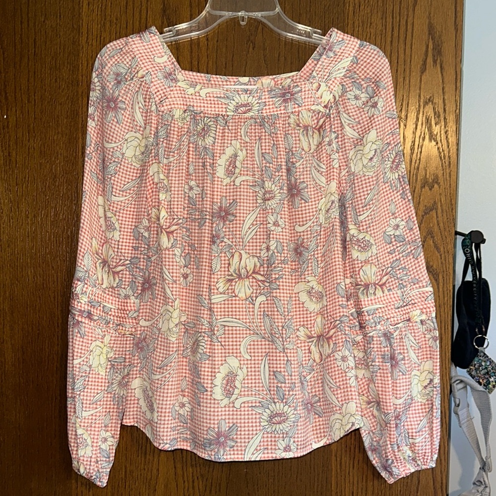 LC floral gingham long sleeve shirt